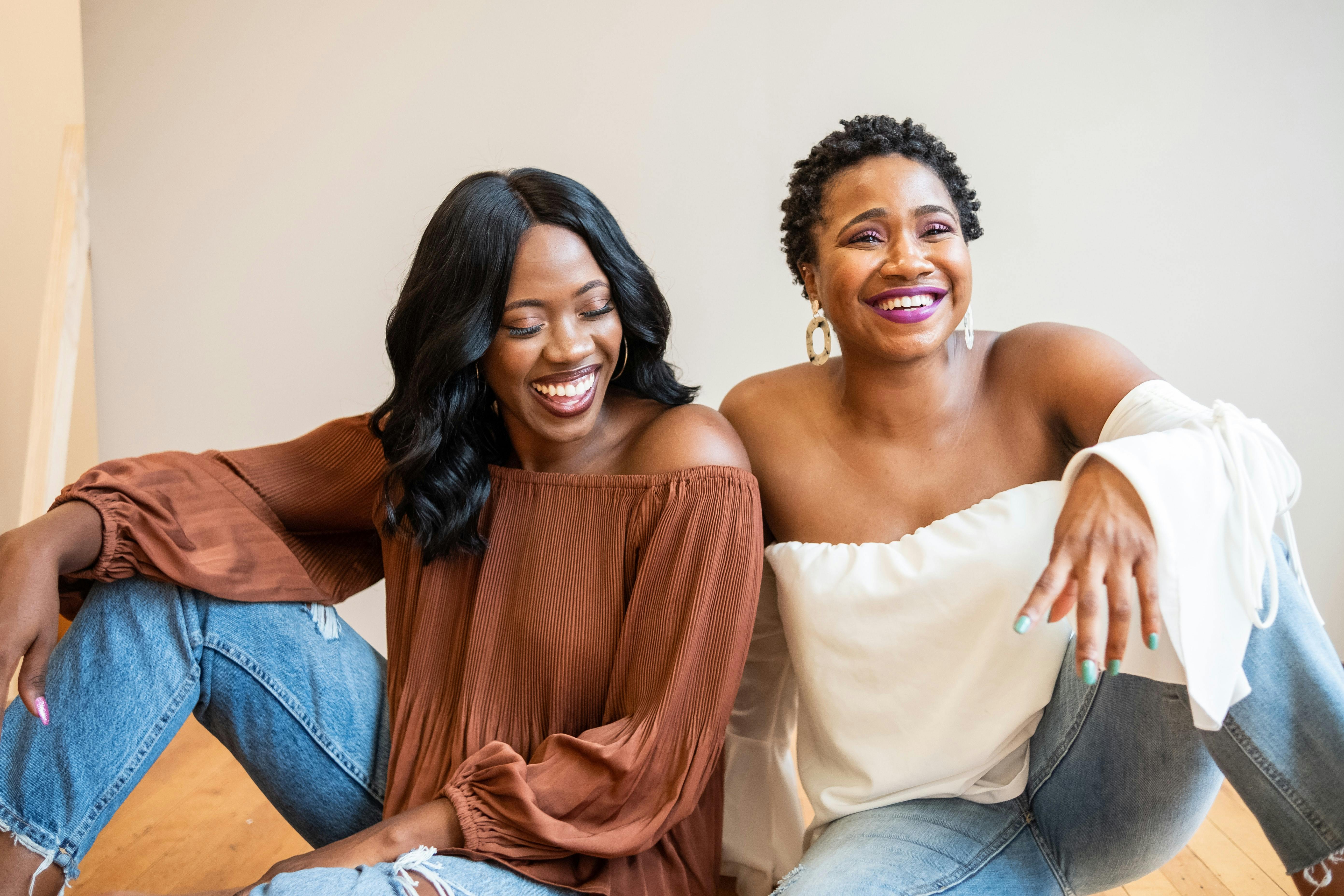 Sisters laughing