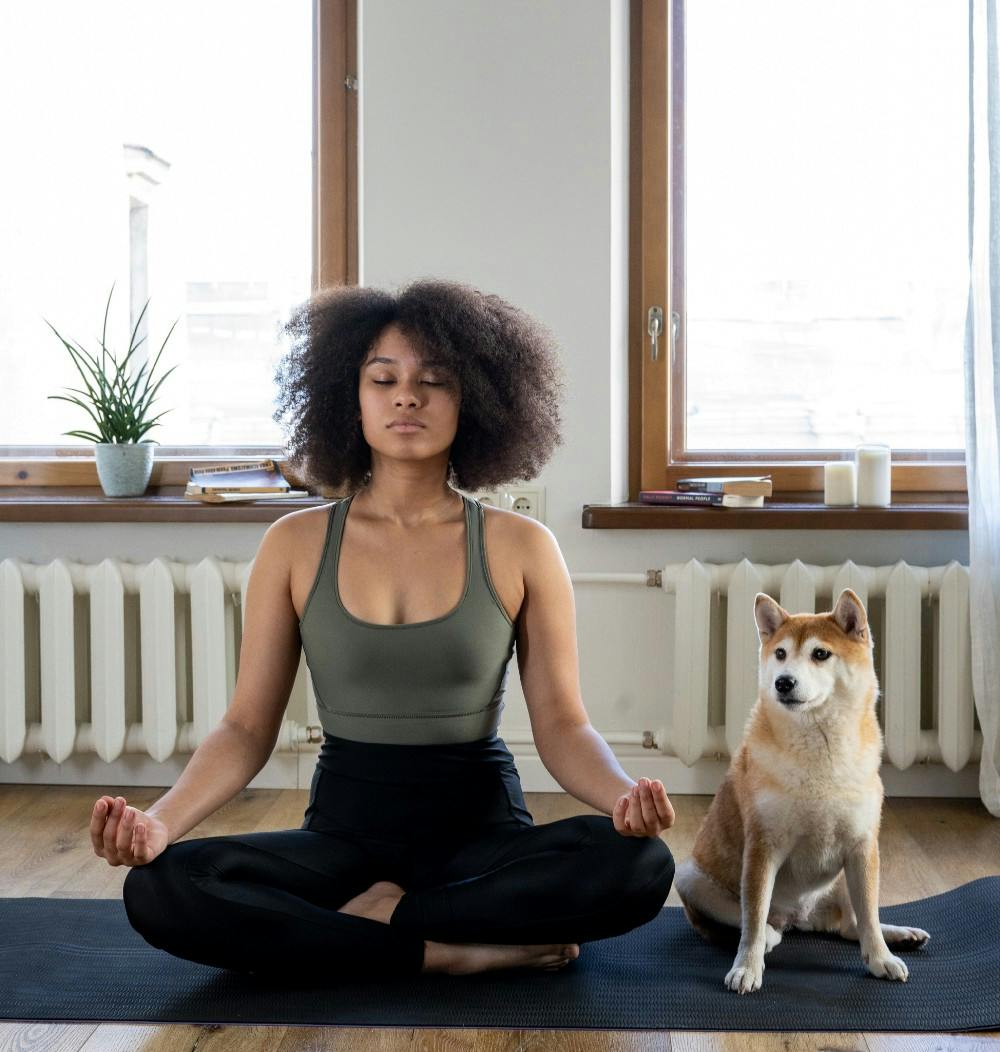 Meditating Woman and Dog