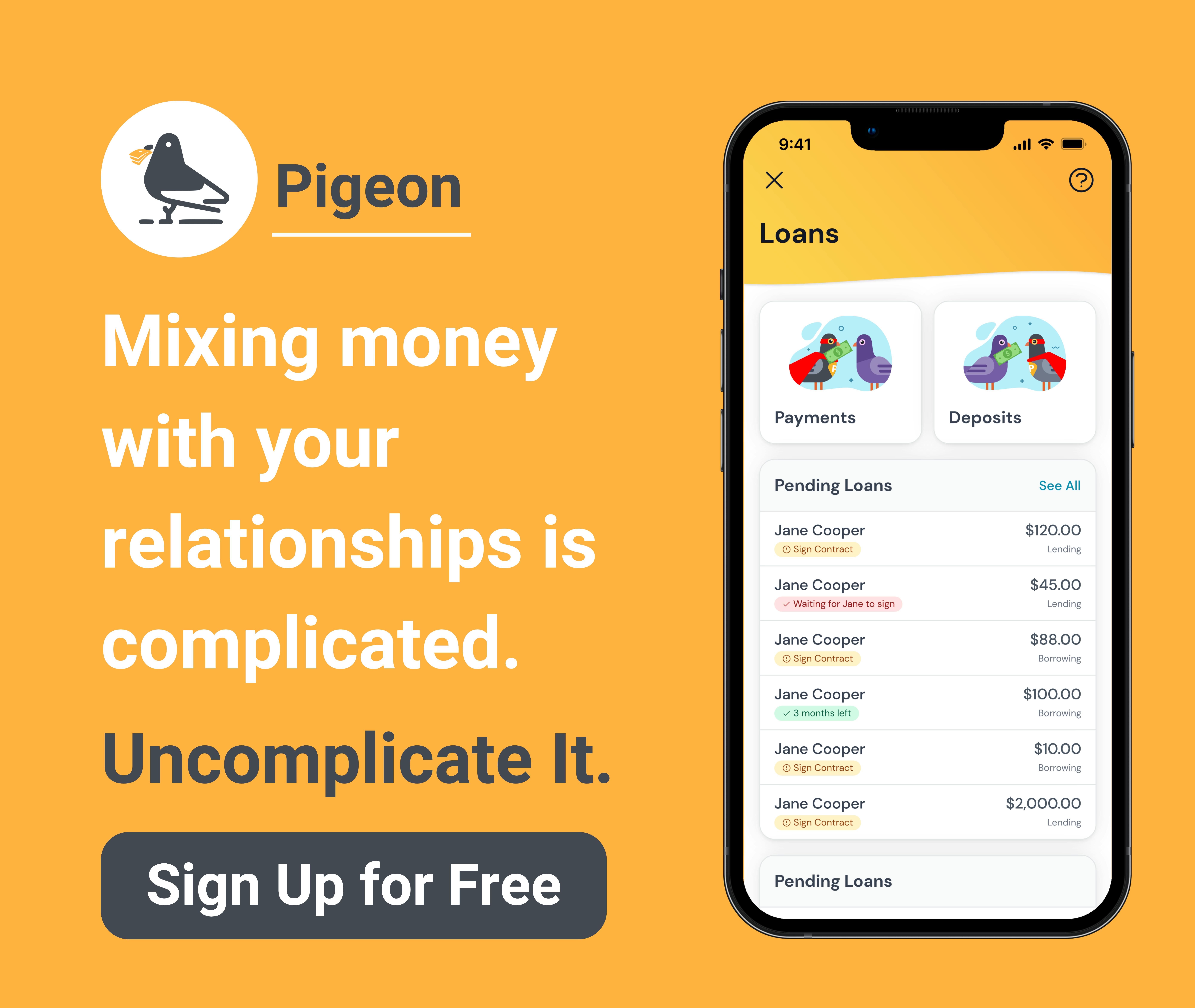 Pigeon CTA - Money and Relationships