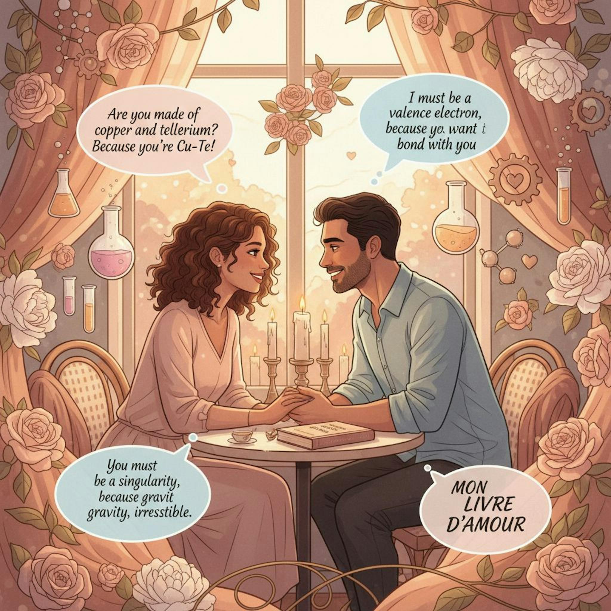Beautiful illustration for science pickup lines