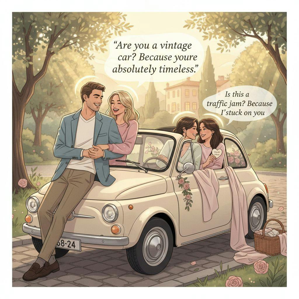Beautiful illustration for car pickup lines