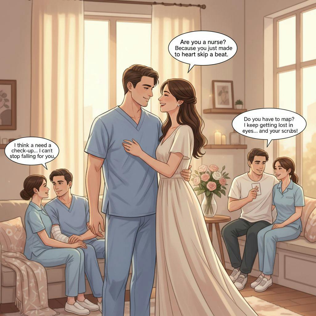 Beautiful illustration for pickup lines for nurses
