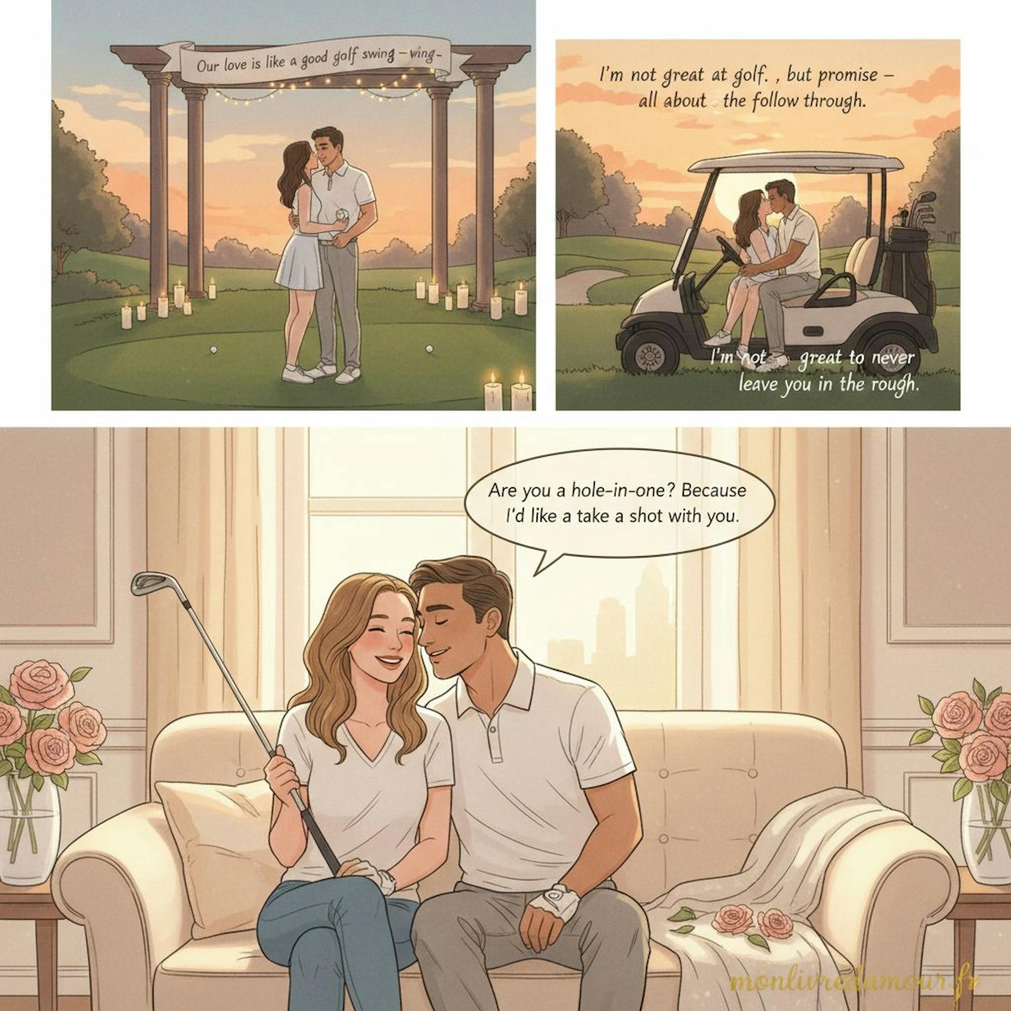 Beautiful illustration for golf pickup lines