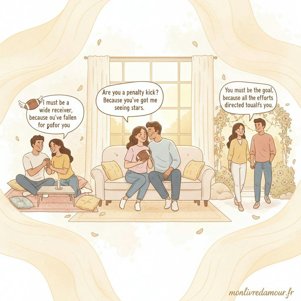 Beautiful illustration for football pickup lines