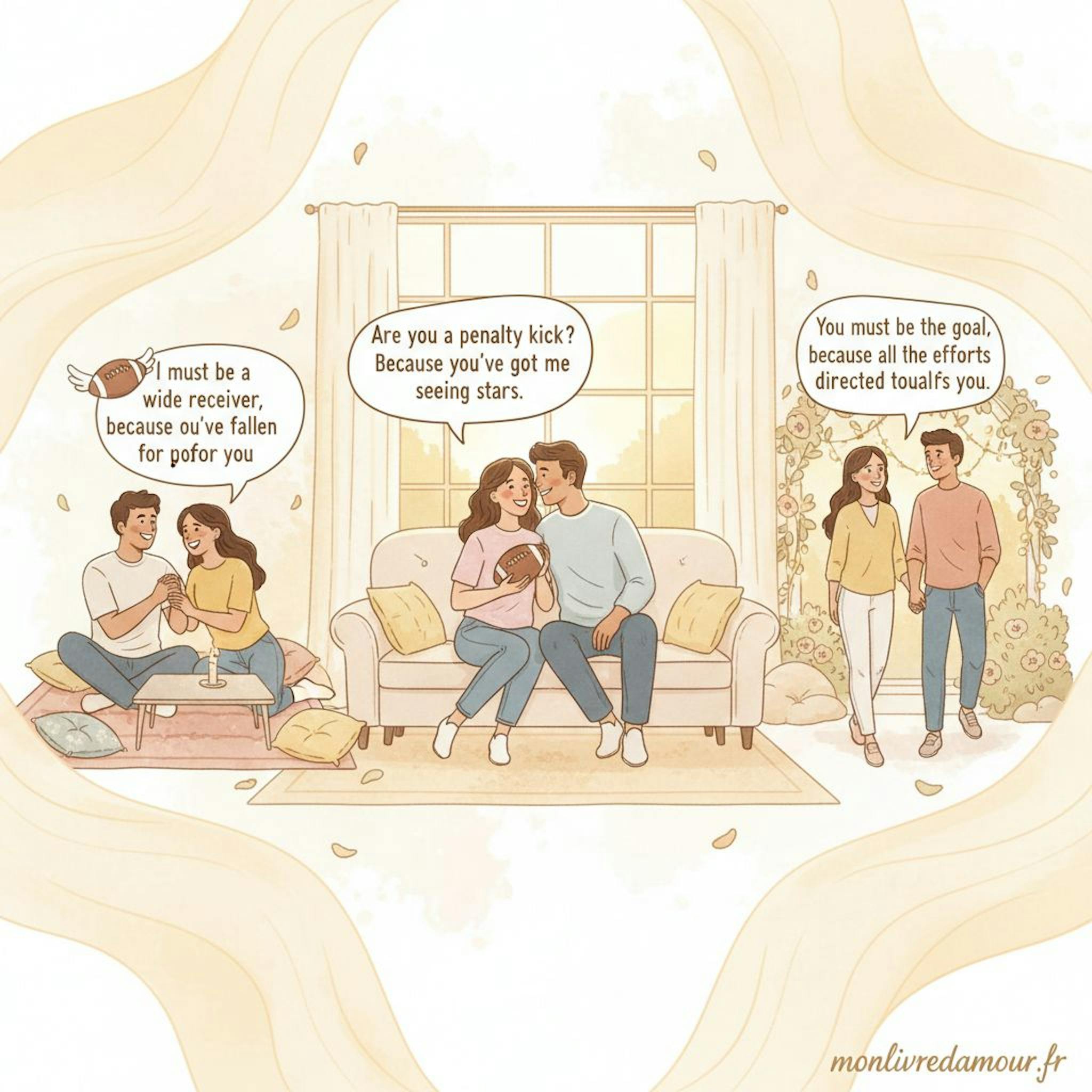Beautiful illustration for football pickup lines