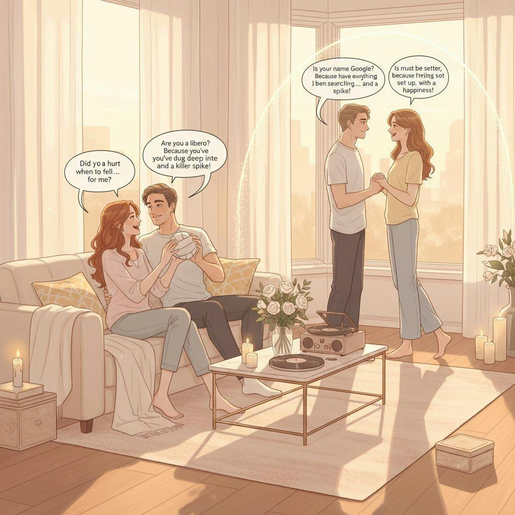 Beautiful illustration for volleyball pickup lines