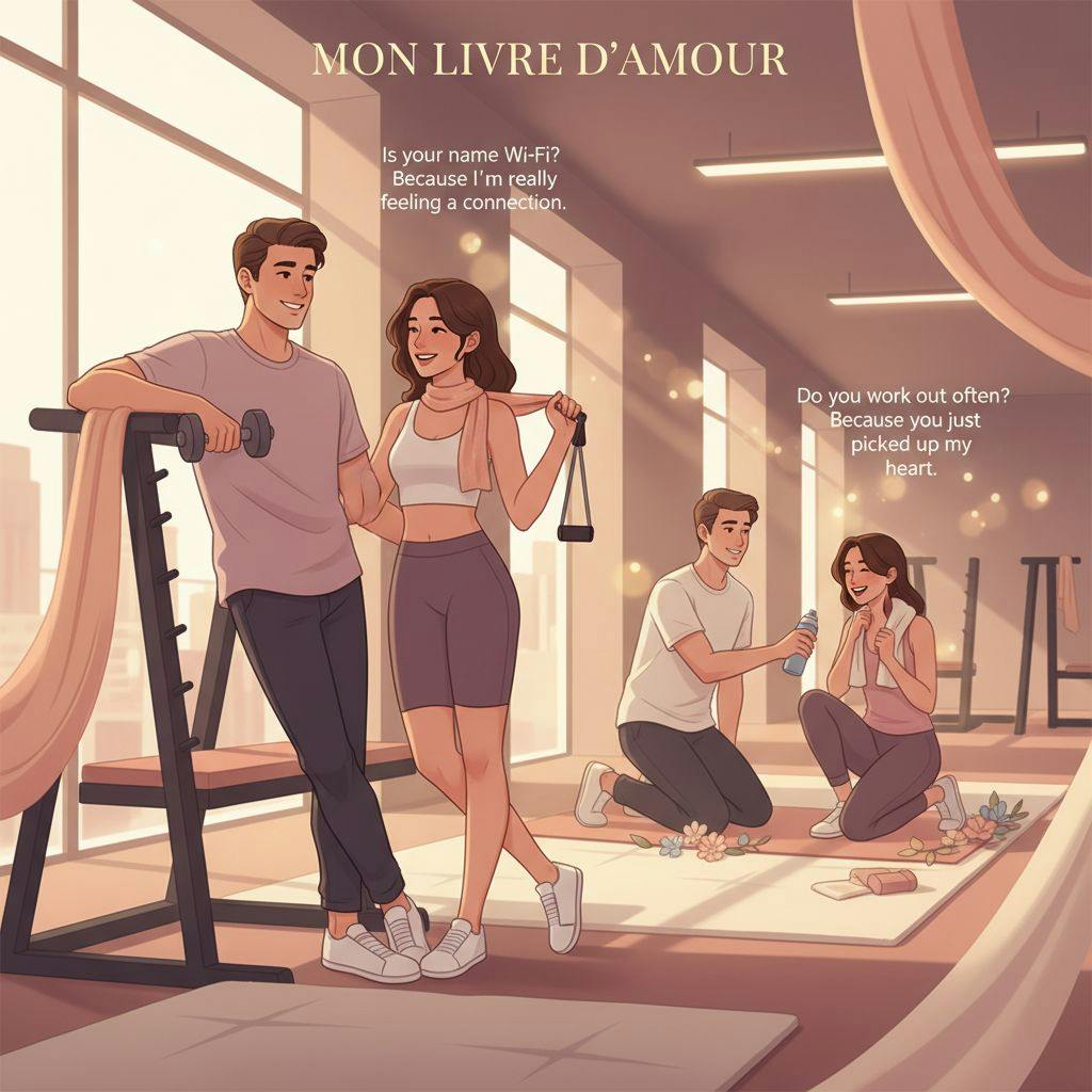 Beautiful illustration for gym pickup lines