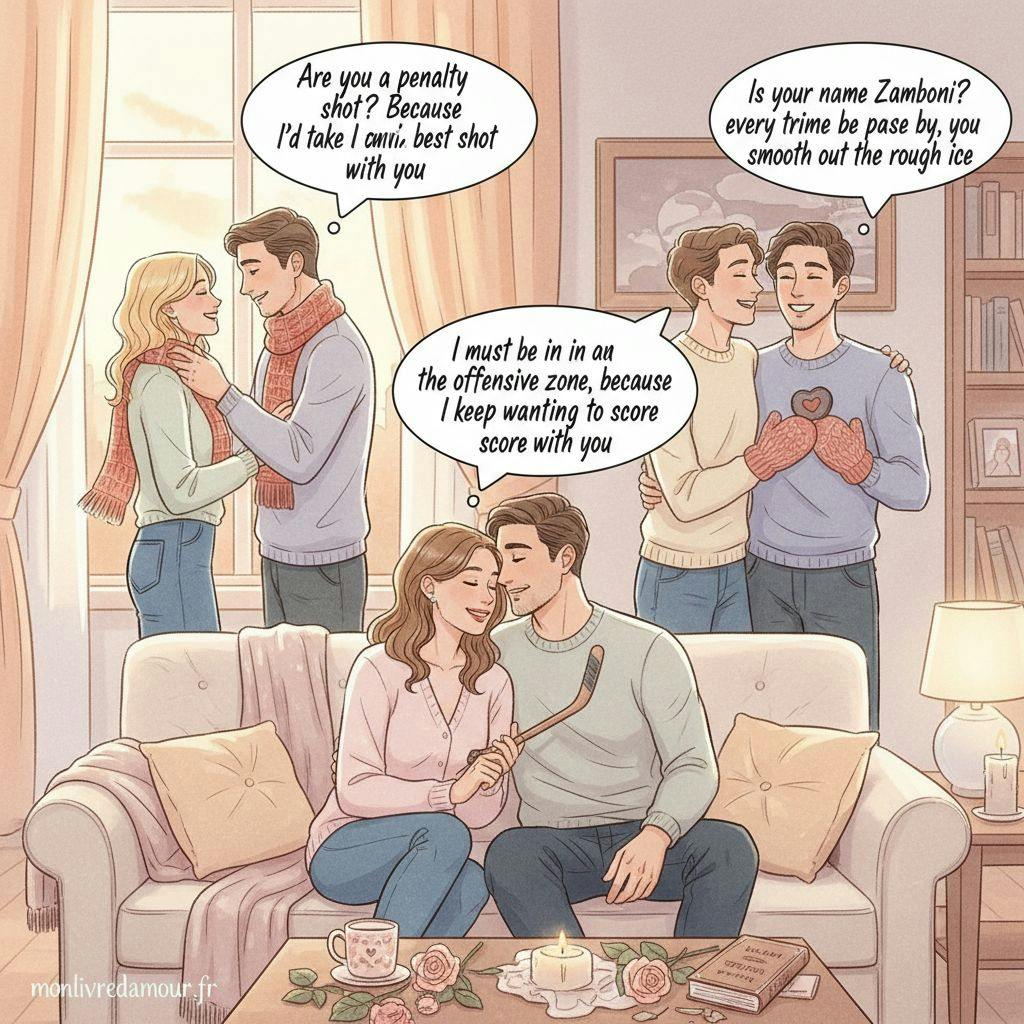 Beautiful illustration for hockey pickup lines