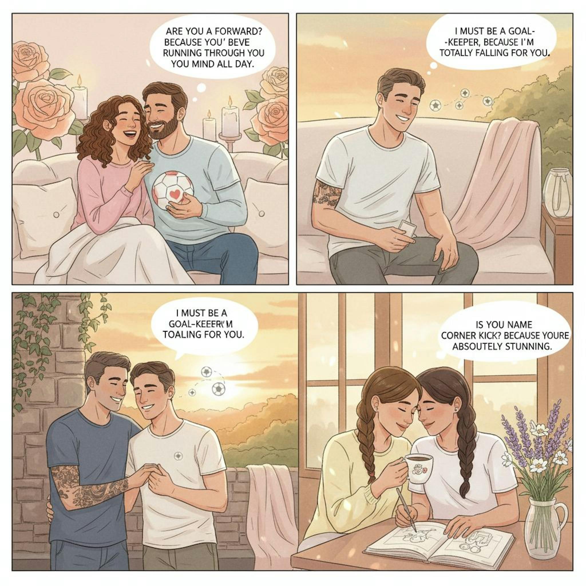 Beautiful illustration for soccer pickup lines