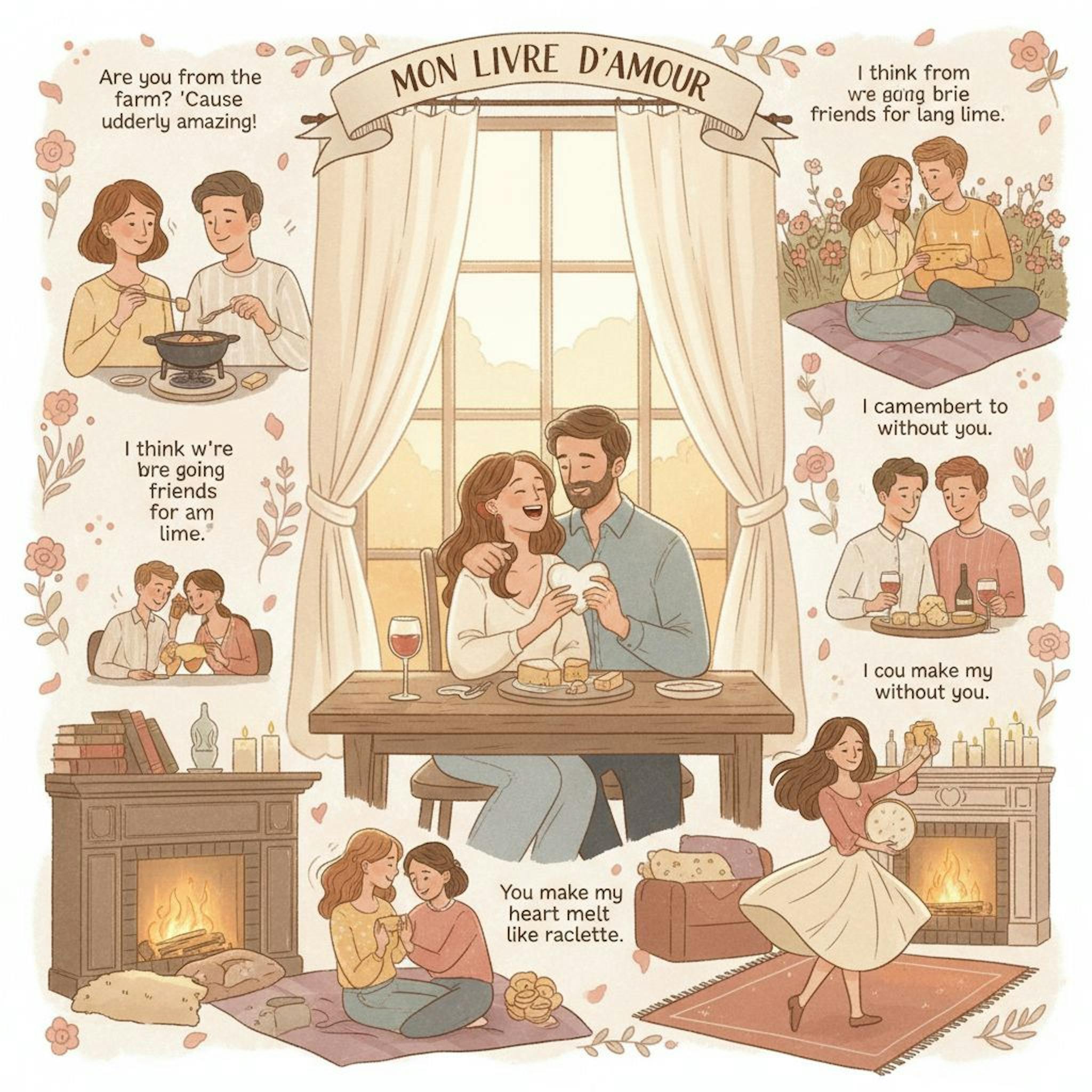 Beautiful illustration for cheese pickup lines
