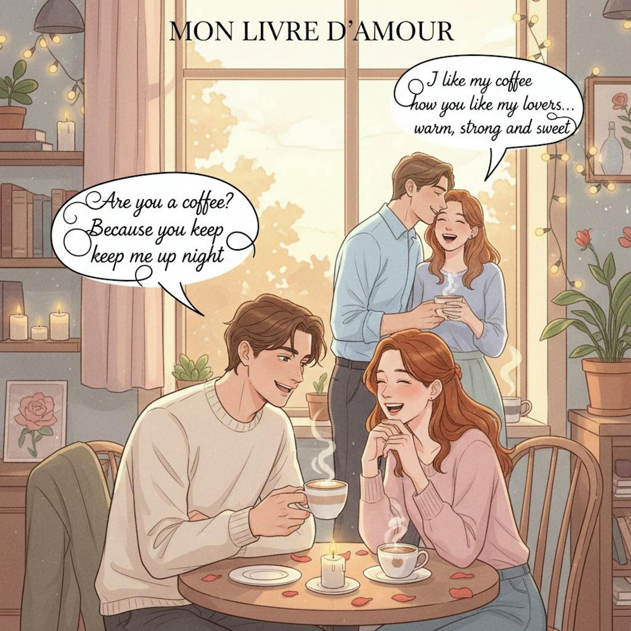 Beautiful illustration for coffee pickup lines