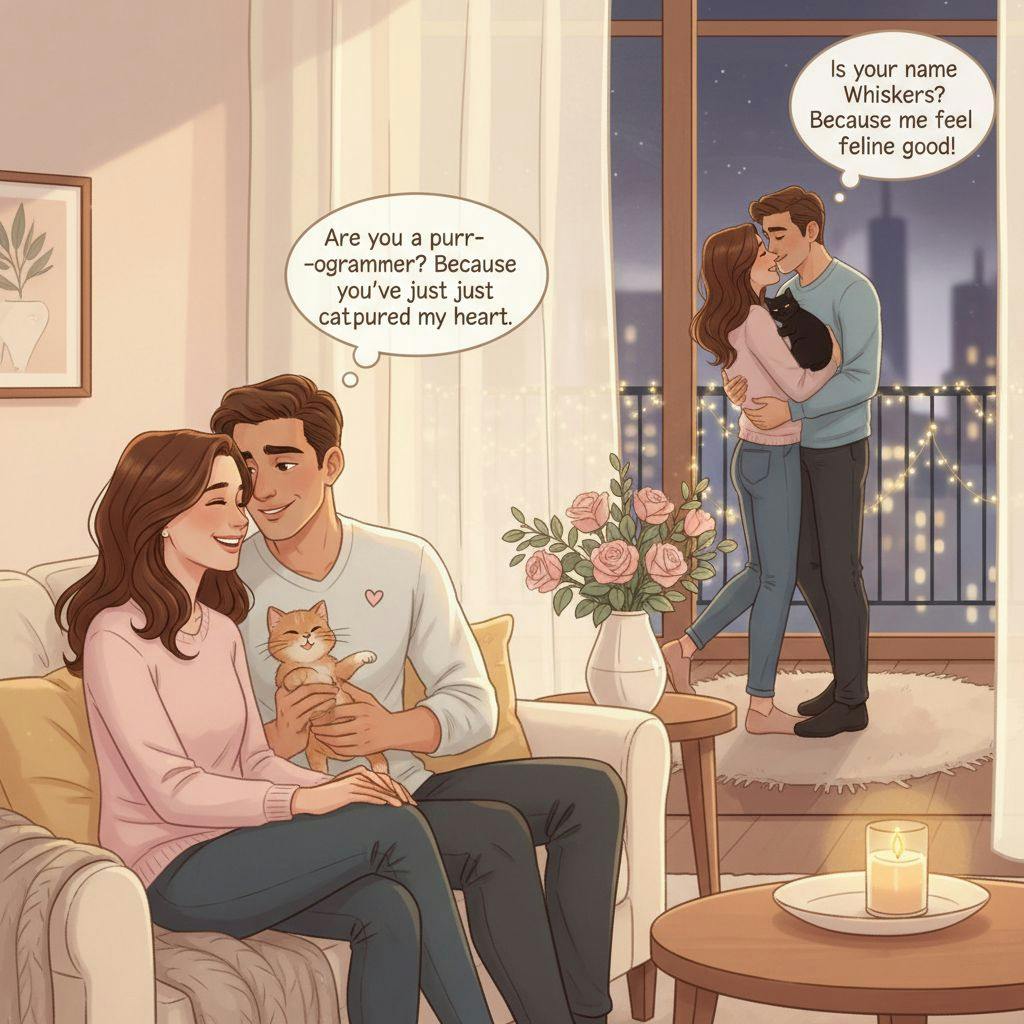 Beautiful illustration for cat pickup lines