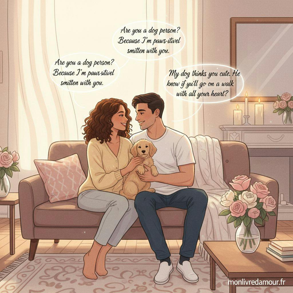 Beautiful illustration for dog pickup lines