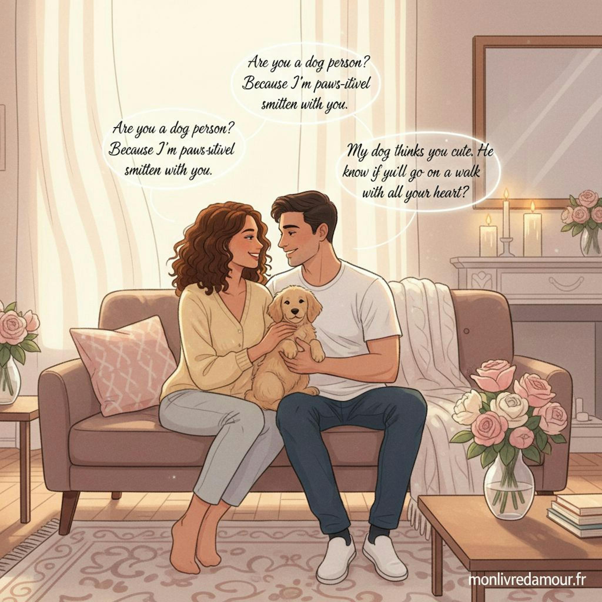 Beautiful illustration for dog pickup lines