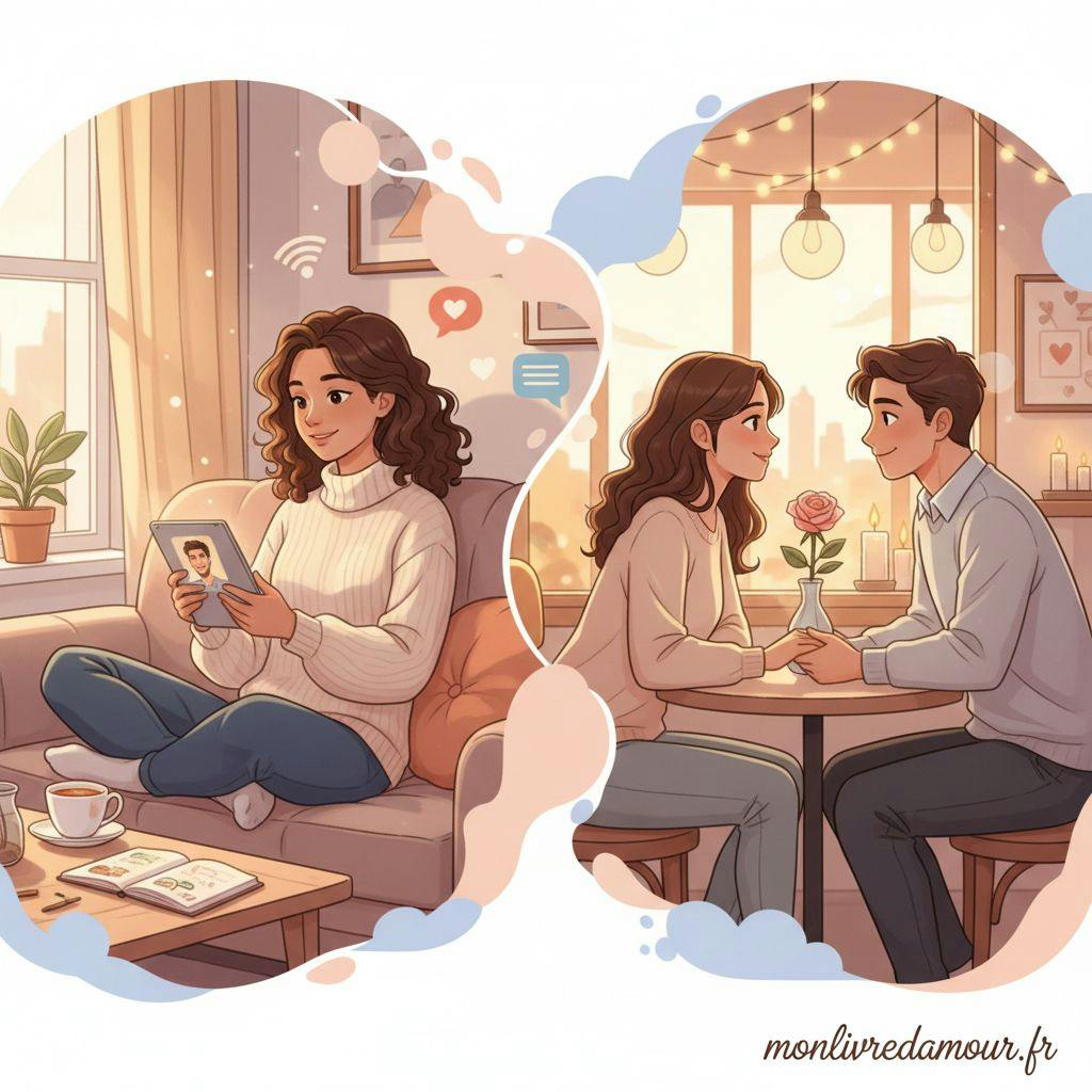 Beautiful illustration for online dating