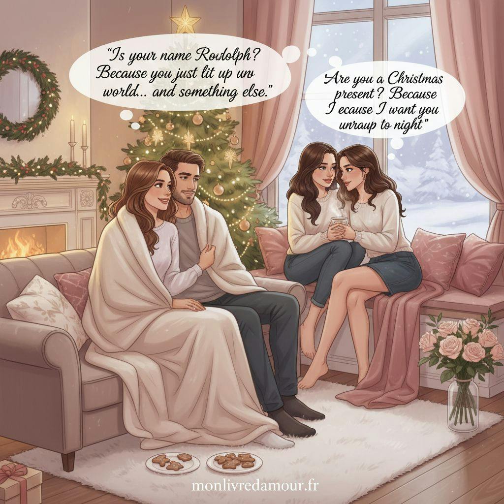 Beautiful illustration for dirty christmas pickup lines