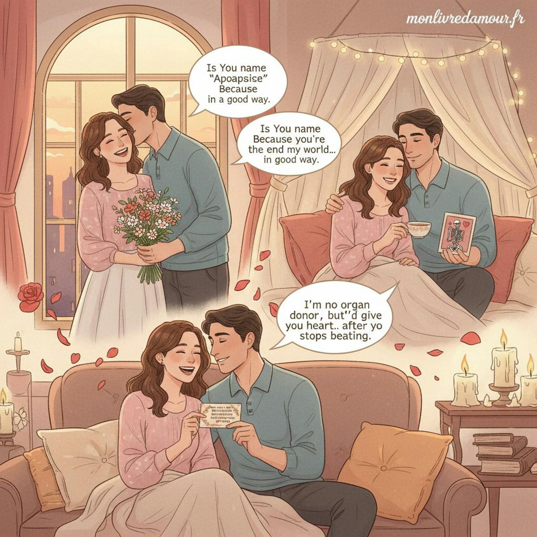 Beautiful illustration for dark humor pickup lines