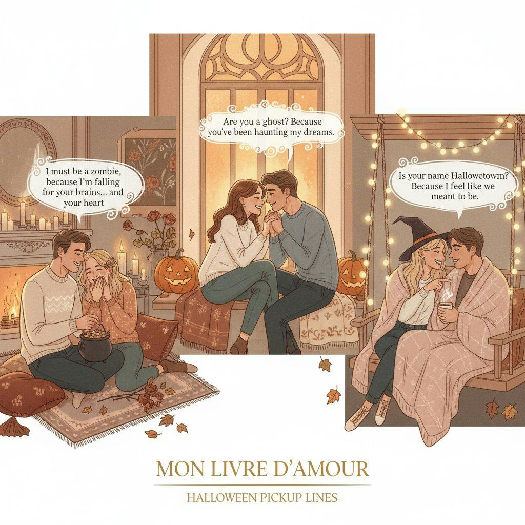 Beautiful illustration for halloween pickup lines