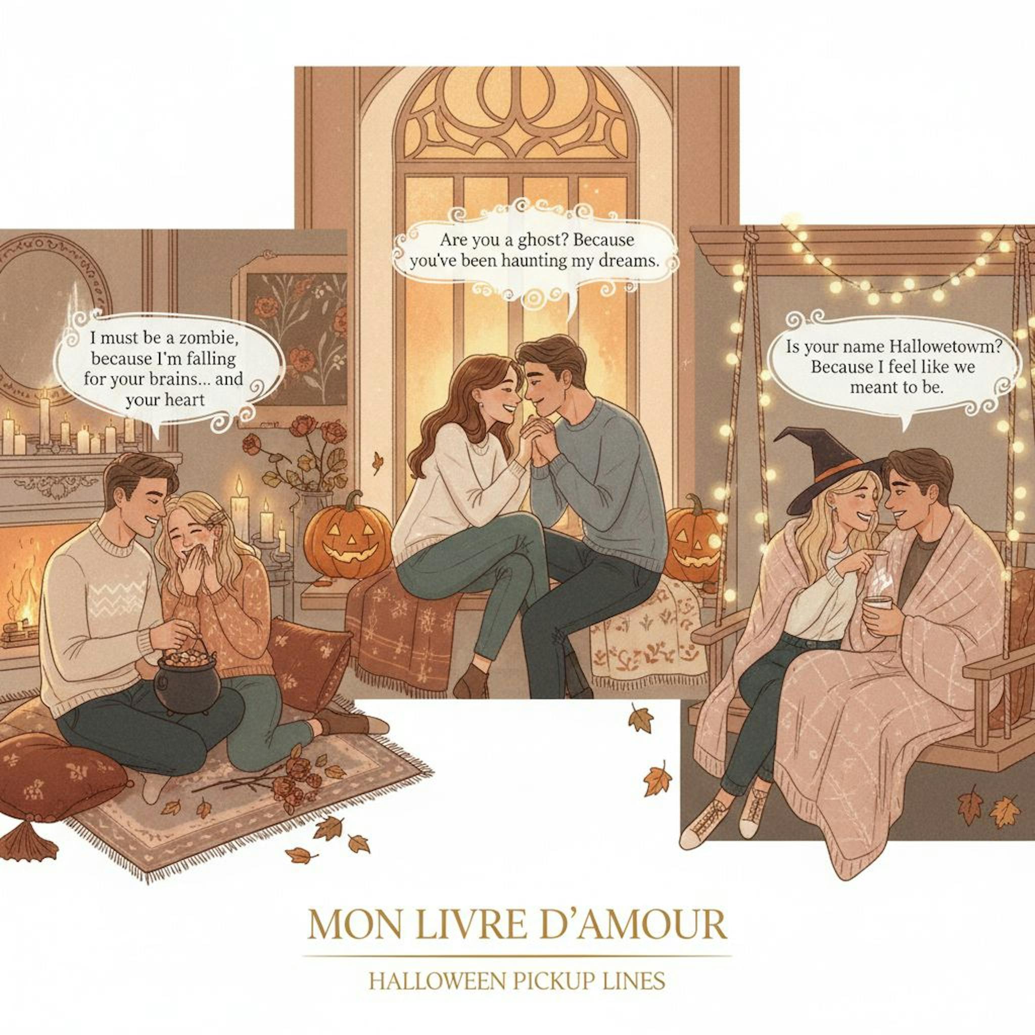 Beautiful illustration for halloween pickup lines