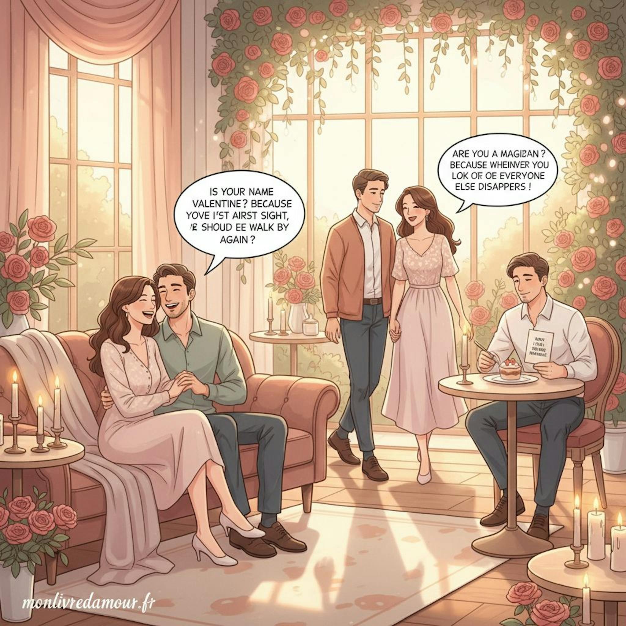 Beautiful illustration for valentines day pickup lines