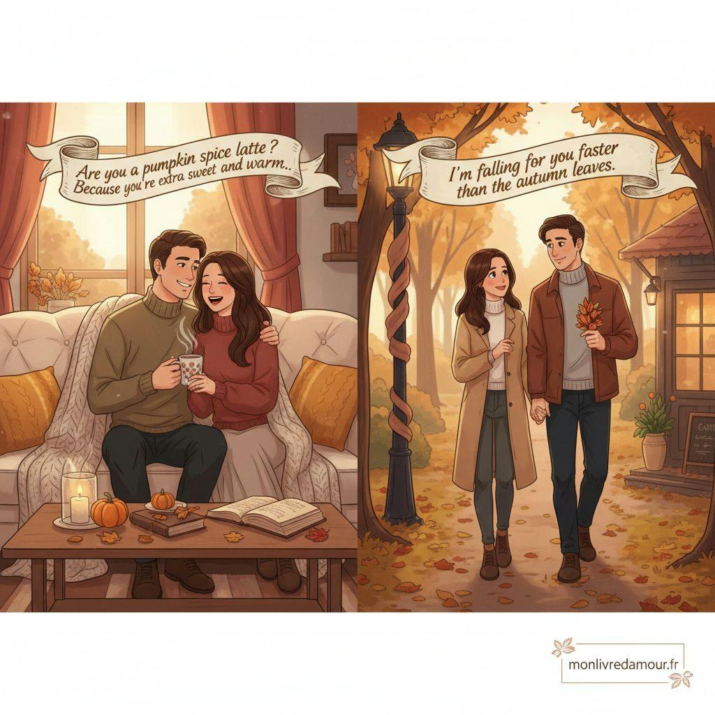 Beautiful illustration for fall pickup lines