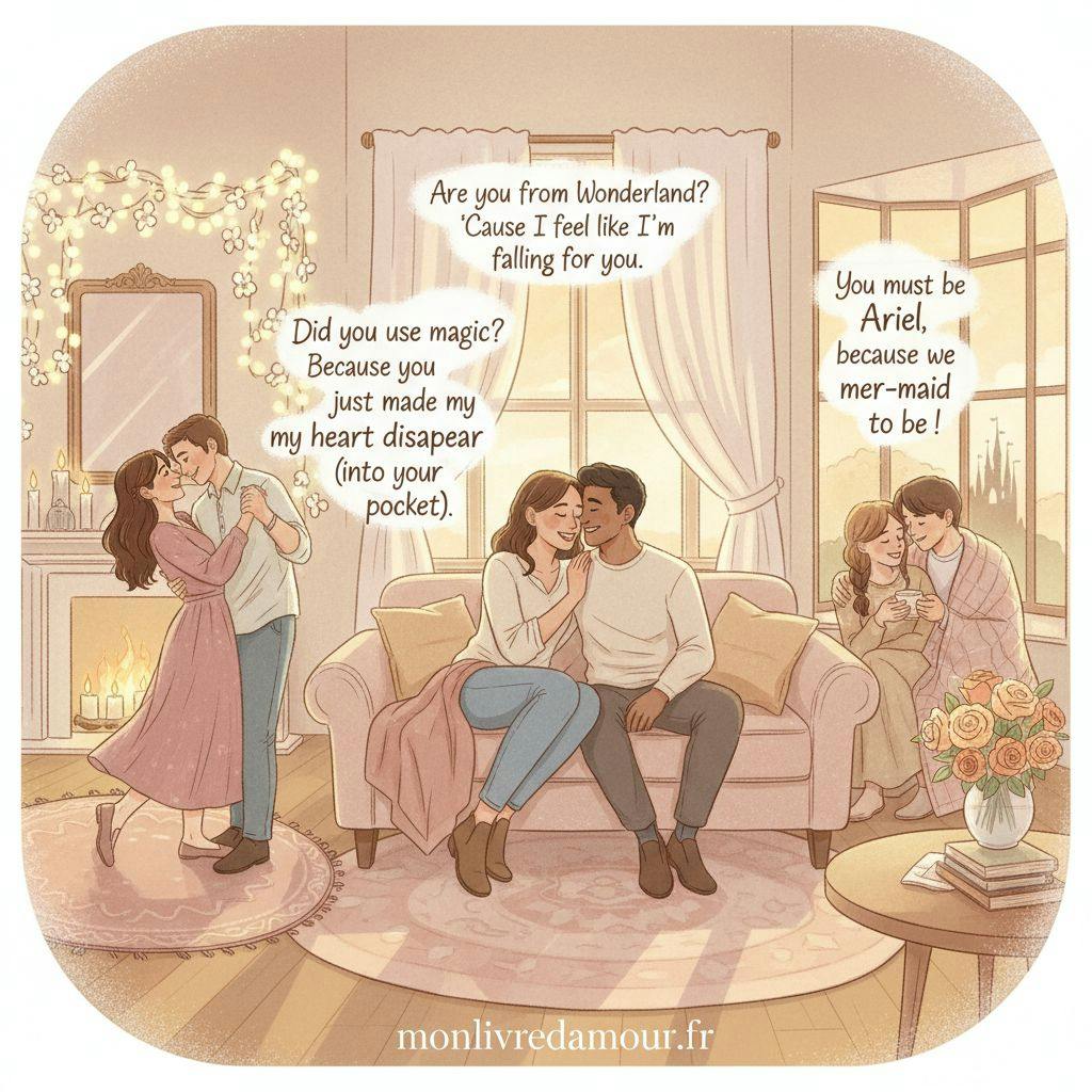 Beautiful illustration for disney pickup lines