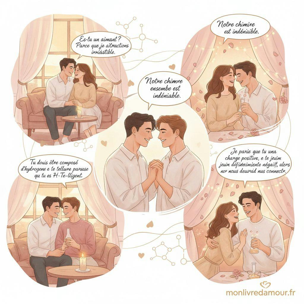 Beautiful illustration for chemistry pickup lines