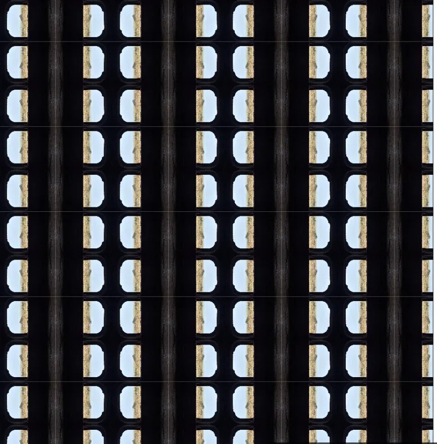 A repeat pattern built from the fort's arched casemate openings, tiled into a dark grid
