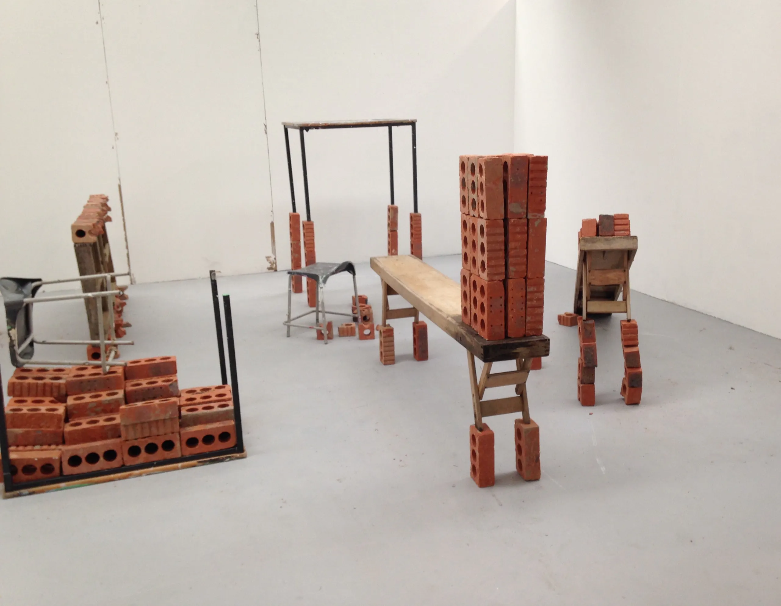 Sculptures made from reclaimed brick, gathered in the studio