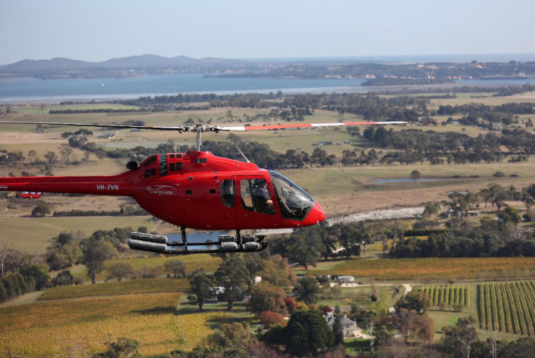 helicopter over vineyard 