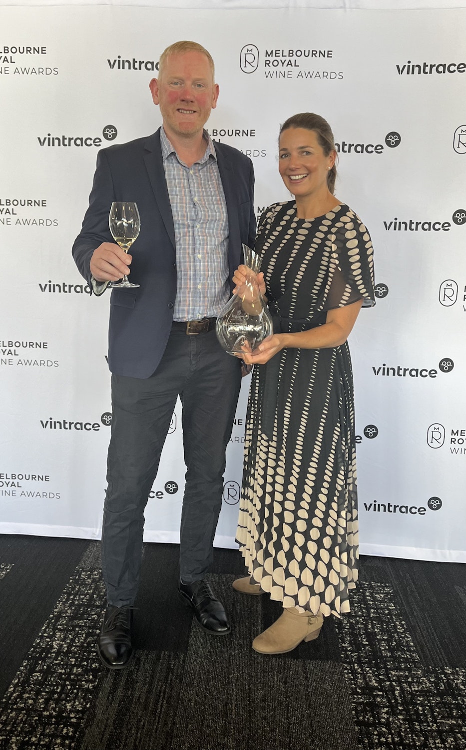 Pirie Winemaker Tom Wallace with Katherine Brown