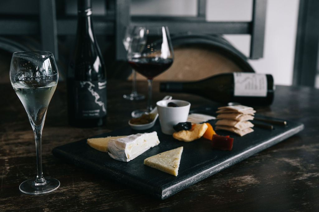 pirie wines with a cheese board