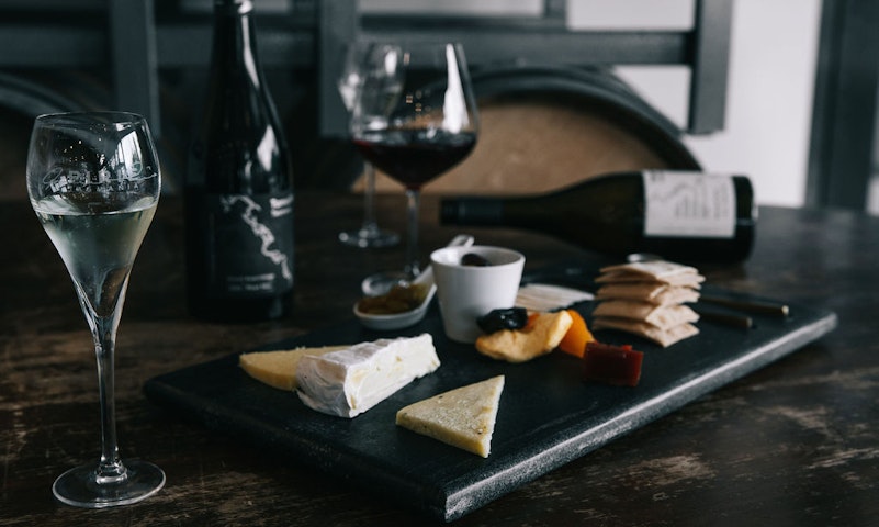 pirie wines with a cheese board