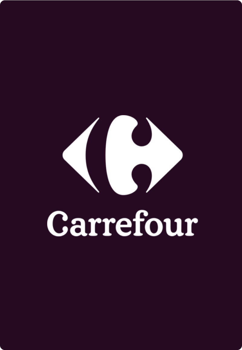 logo blanc Carrefour sur fond pourpre