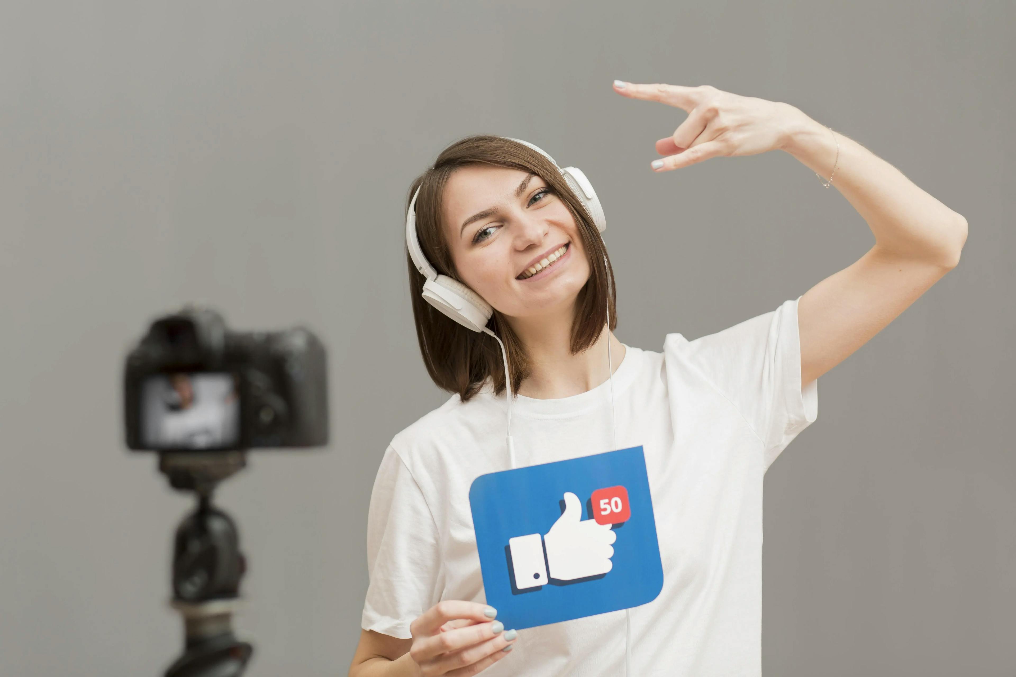 woman filming for a promotional video