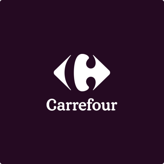 logo blanc Carrefour sur fond pourpre