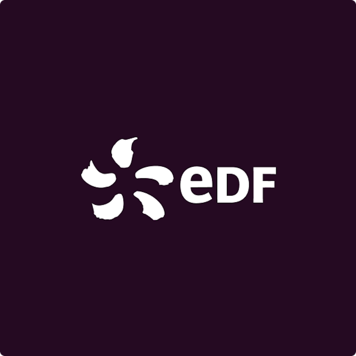 logo blanc EDF sur fond pourpre
