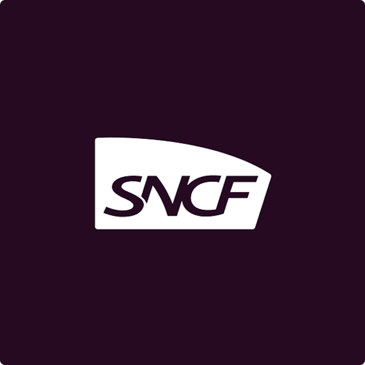 SNCF white logo on dark purple background