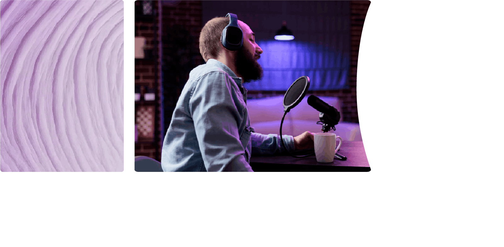 Deux séquences vidéo dans les tons violets pour représenter l'IA de Pitchy