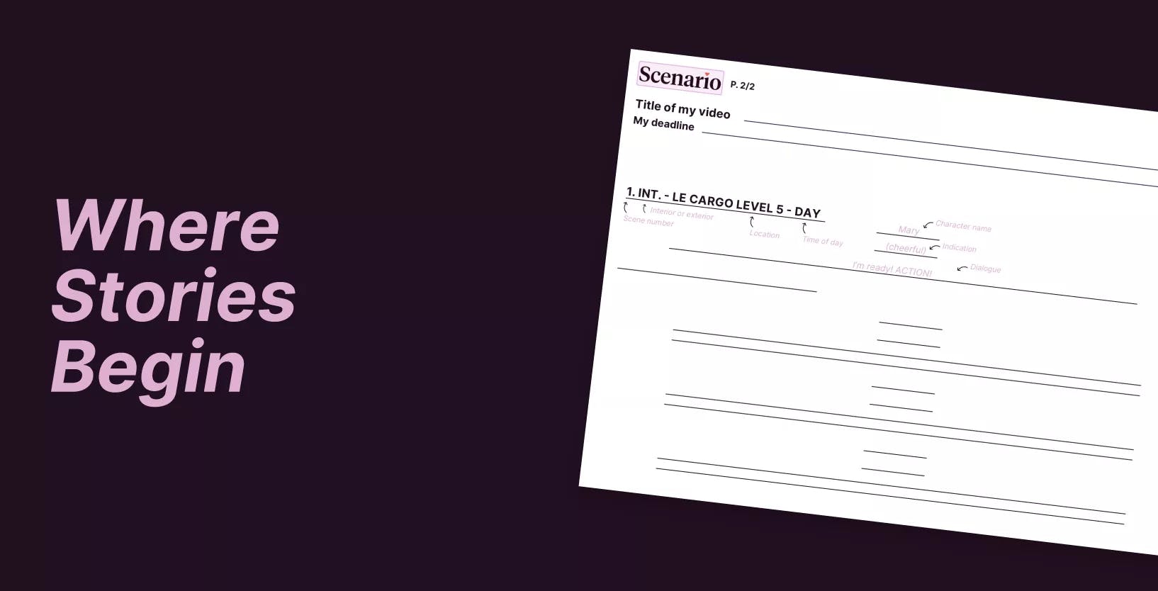 Scenario printable template