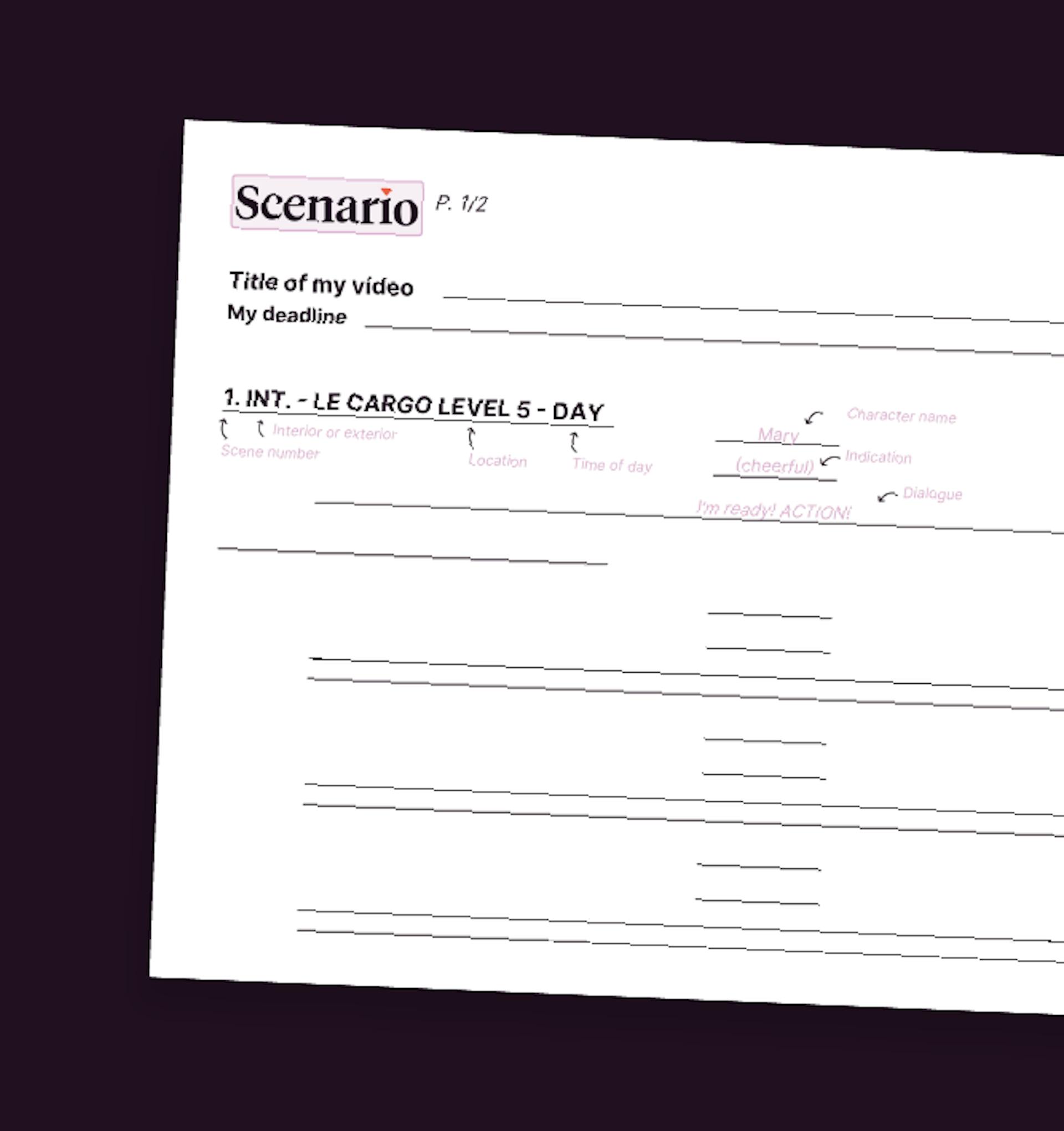 Scenario printable template