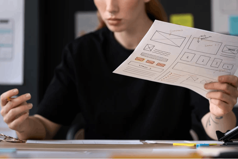 femme dessinant un storyboard pour tutoriel vidéo