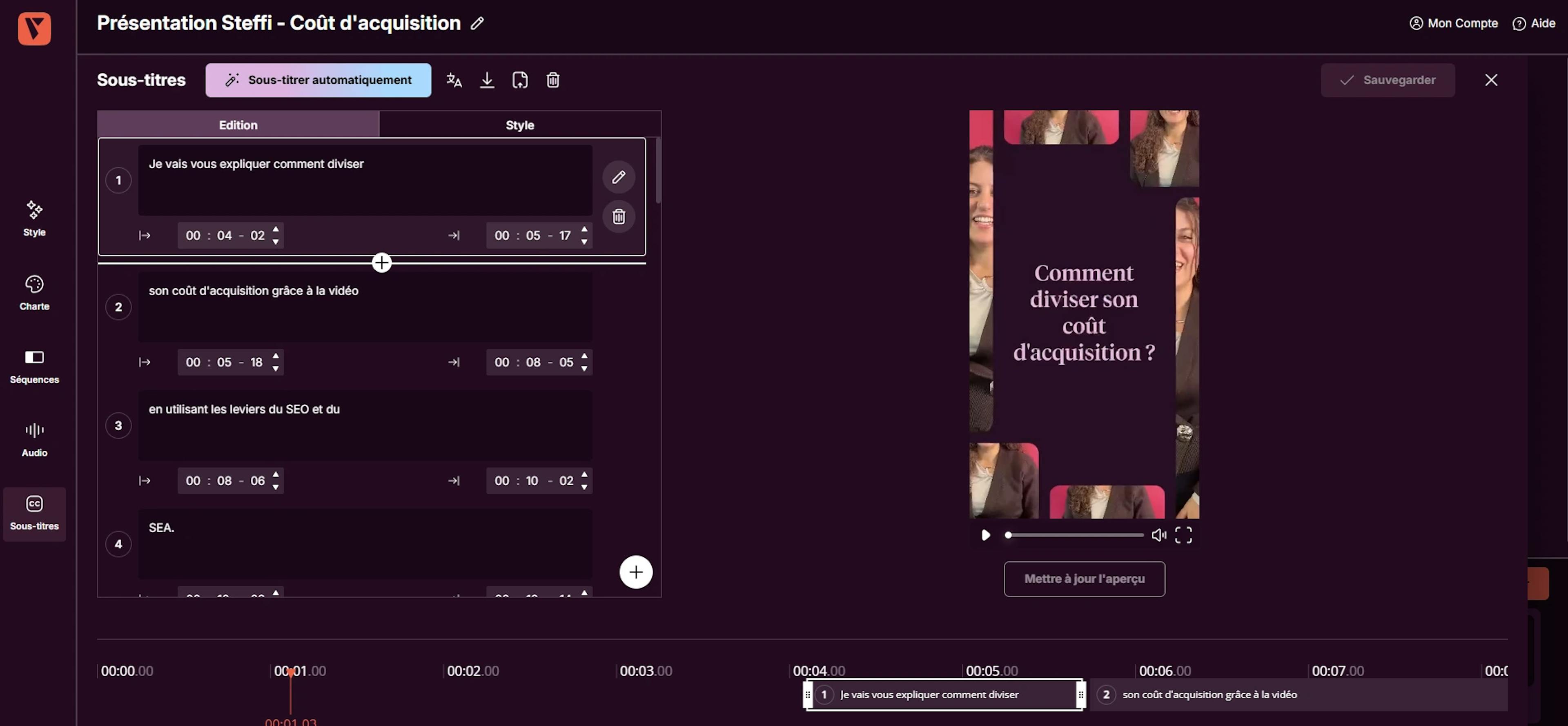 Sous-titrages Pitchy - Comment créer une vidéo