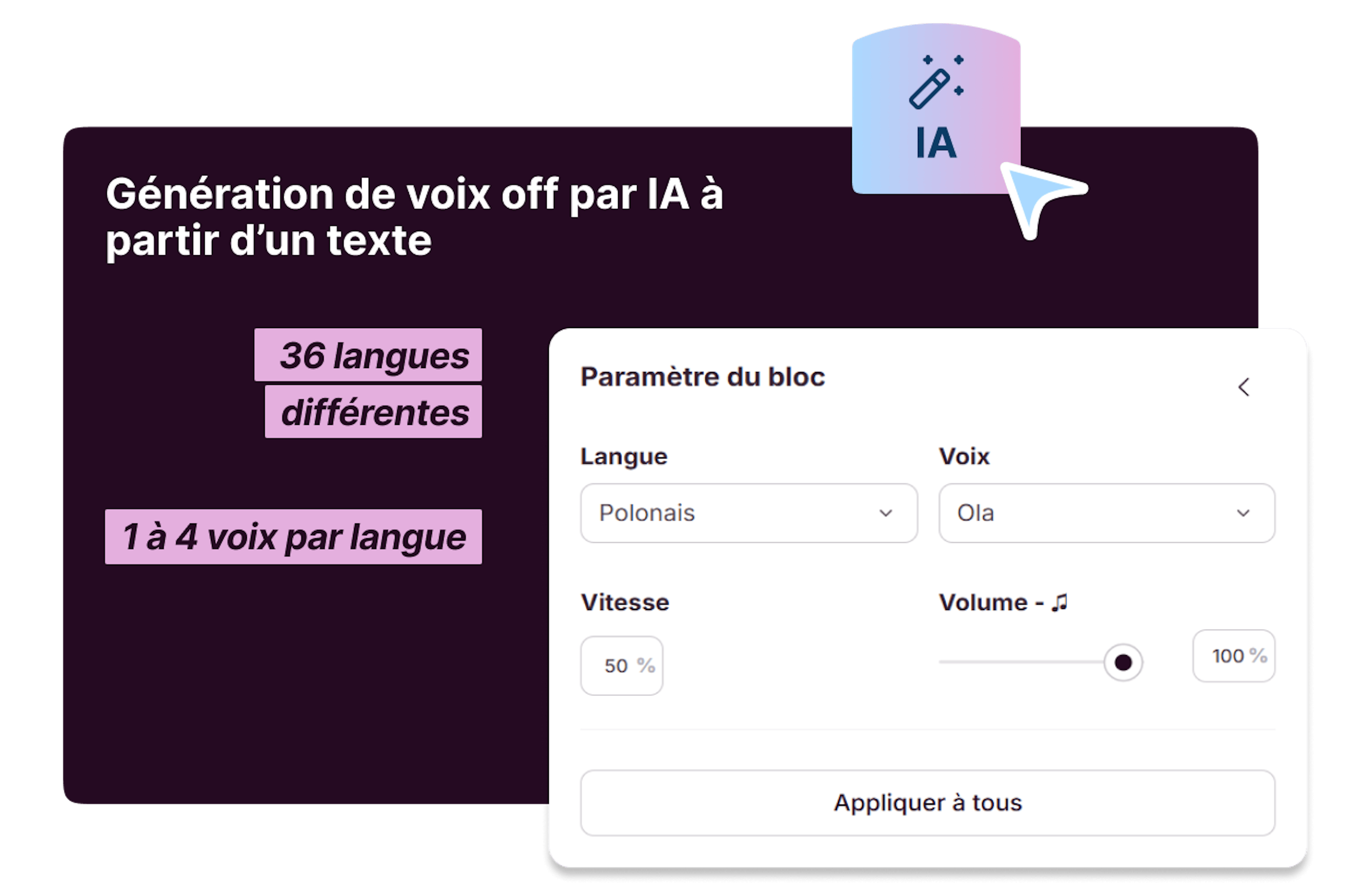 Générer voix off IA
