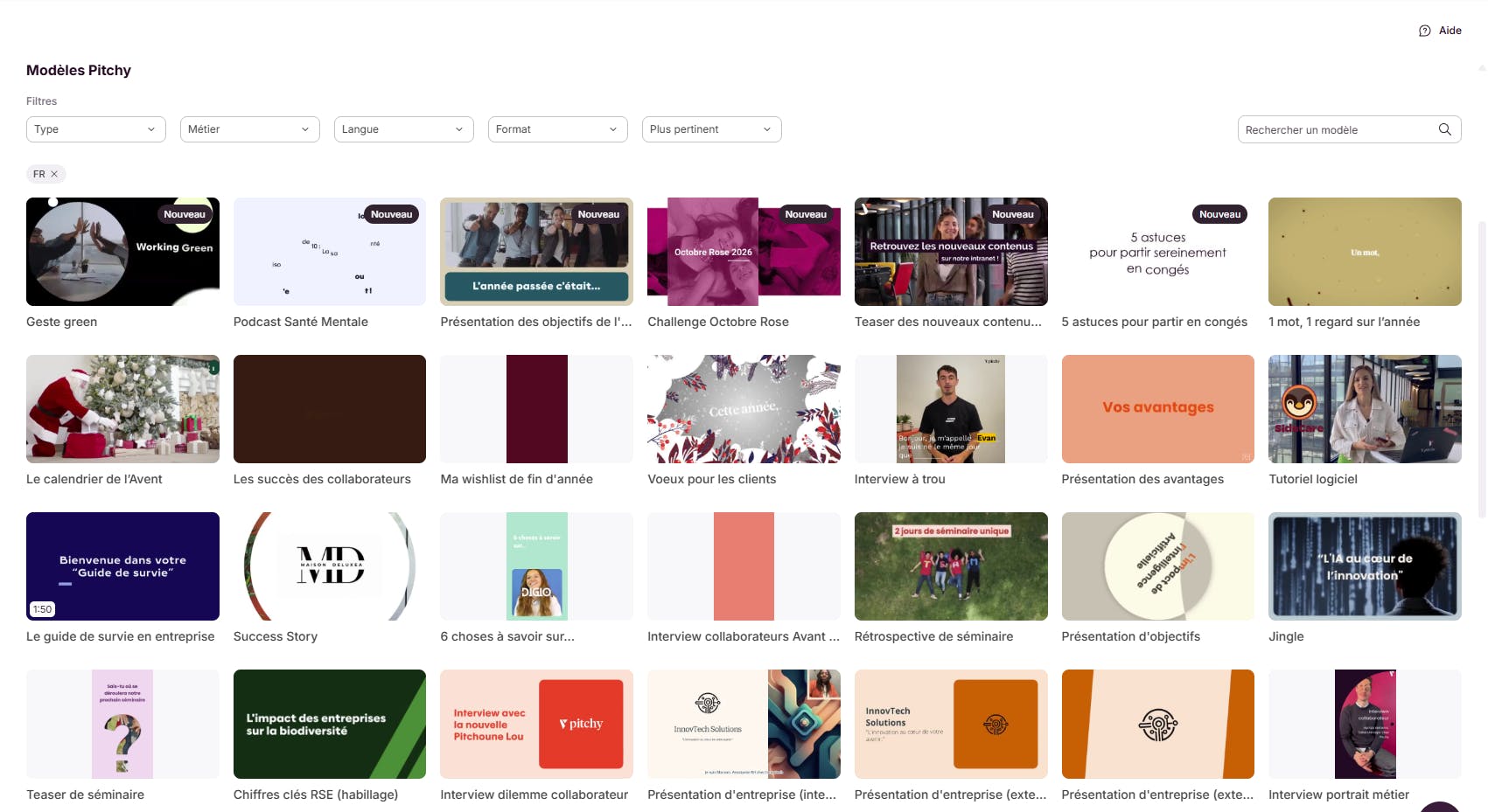 Modèles de vidéo Pitchy