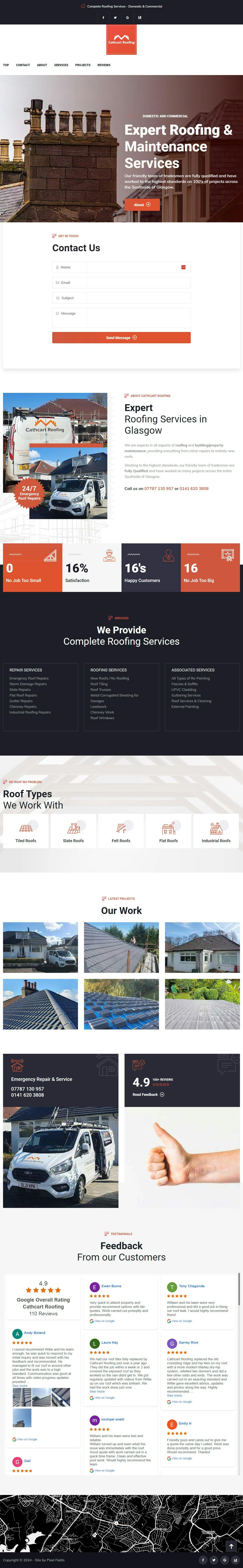Cathcart Roofing Contractors, built in HTML