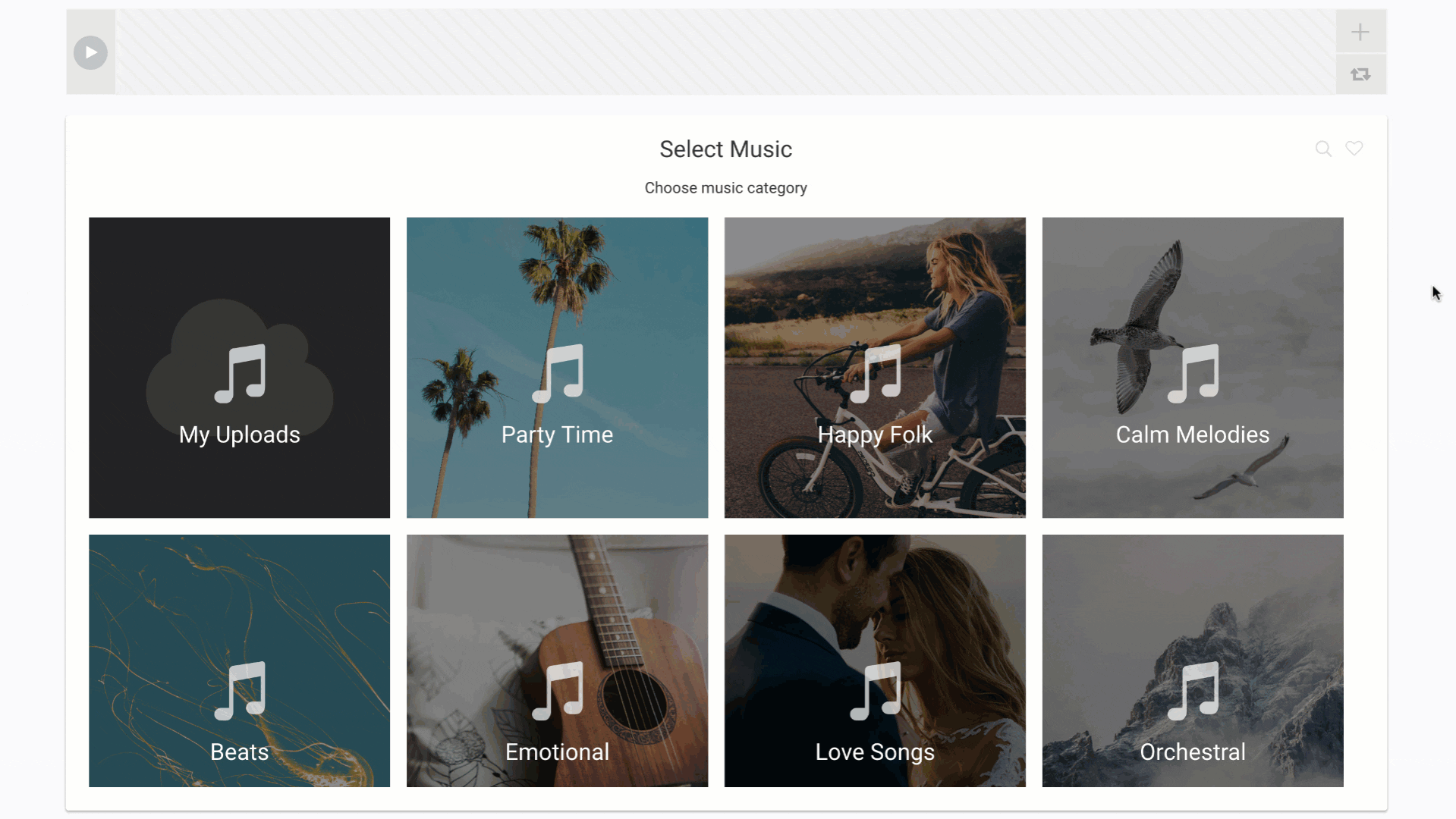 Quickly search our library of licensed music for your slideshow soundtrack