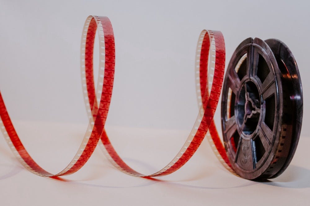 Photo of unspooled film reel