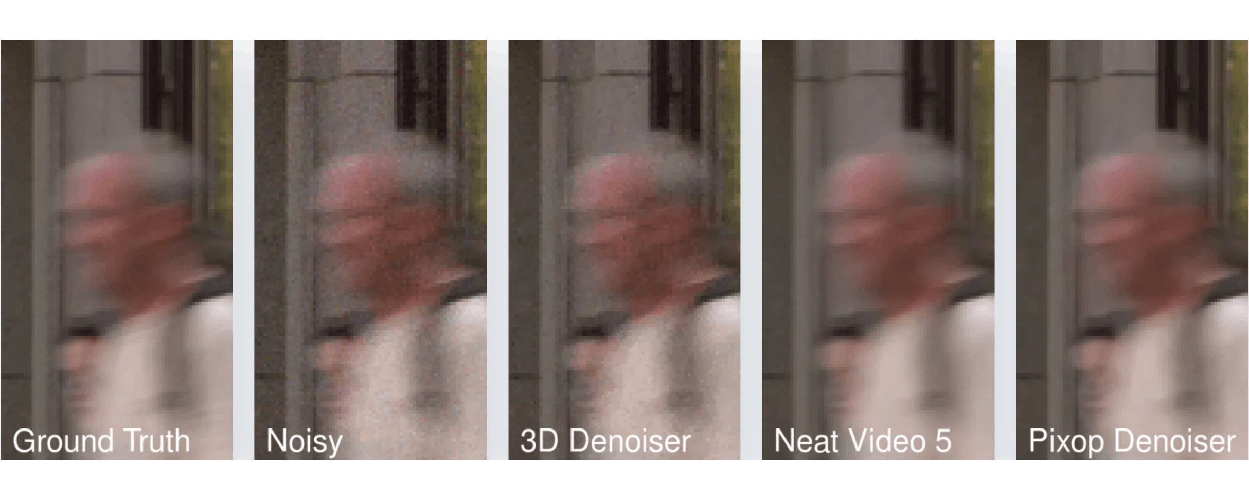 Noisy frame denoised using popular denoising software programs.