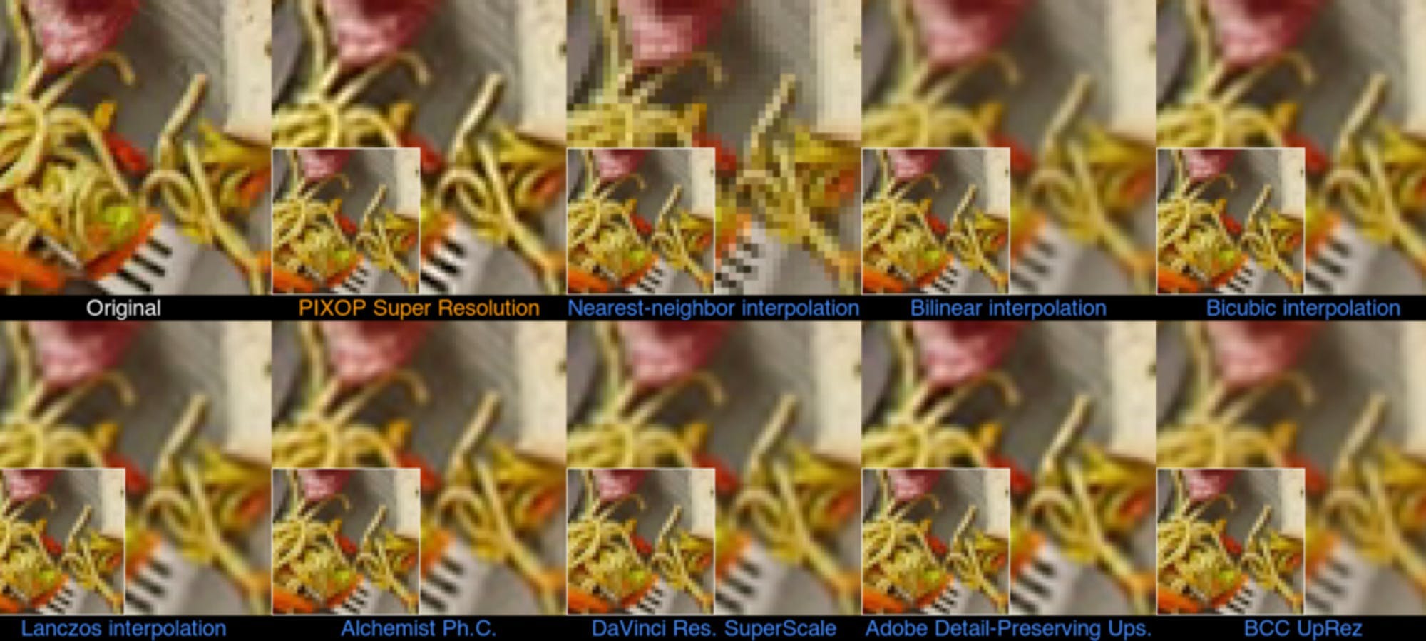 Pixop Super Resolution upscaling versus other popular methods — examples